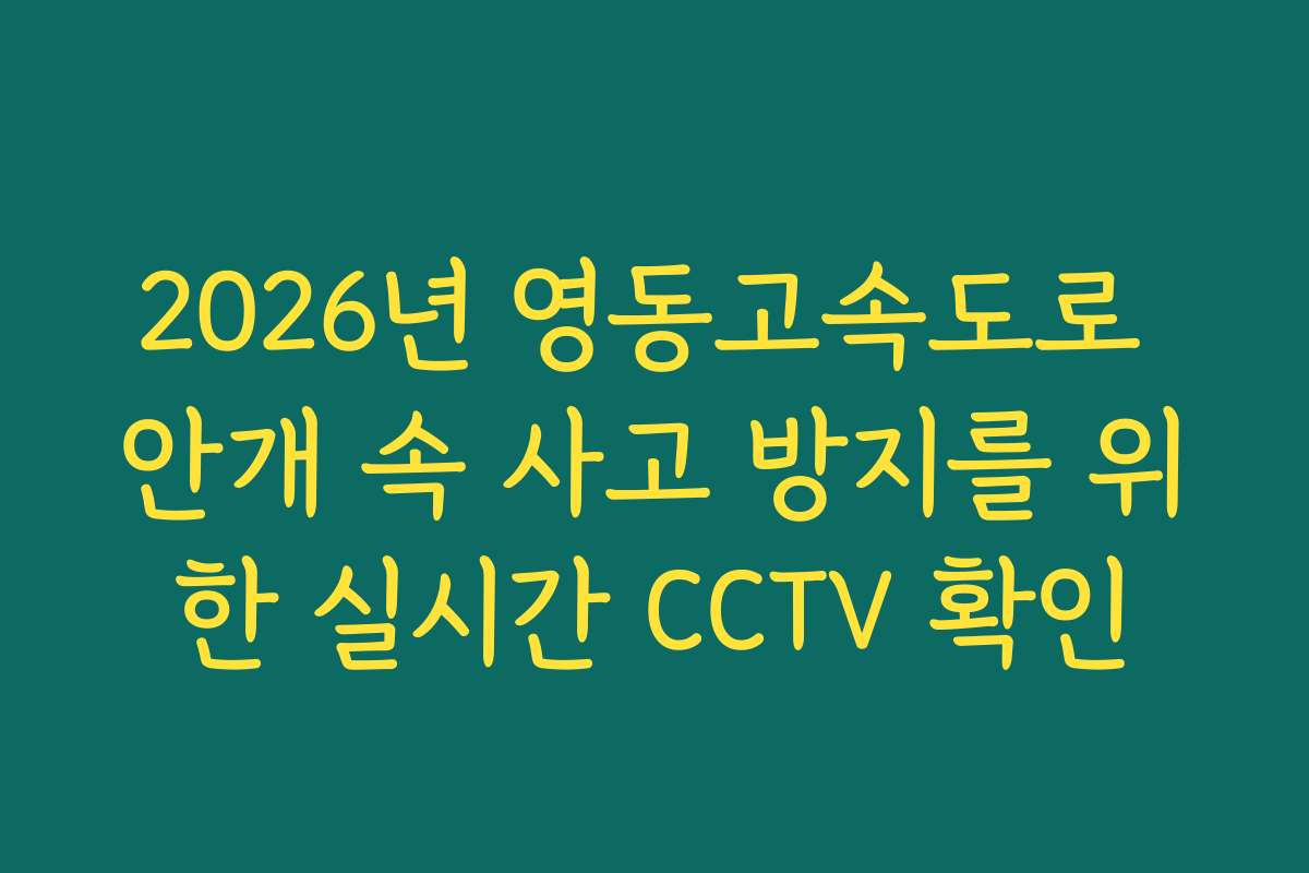 2026년 영동고속도로 안개 속 사고 방지를 위한 실시간 CCTV 확인