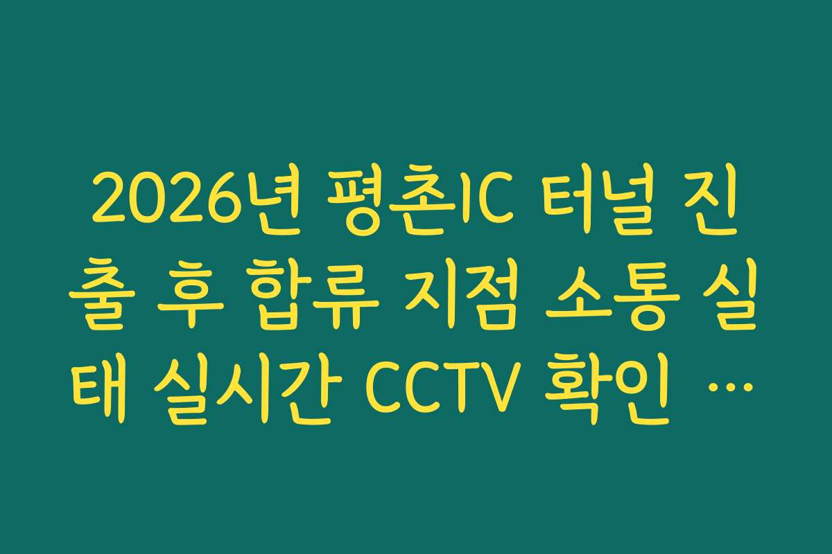 2026년 평촌IC 터널 진출 후 합류 지점 소통 실태 실시간 CCTV 확인 정보