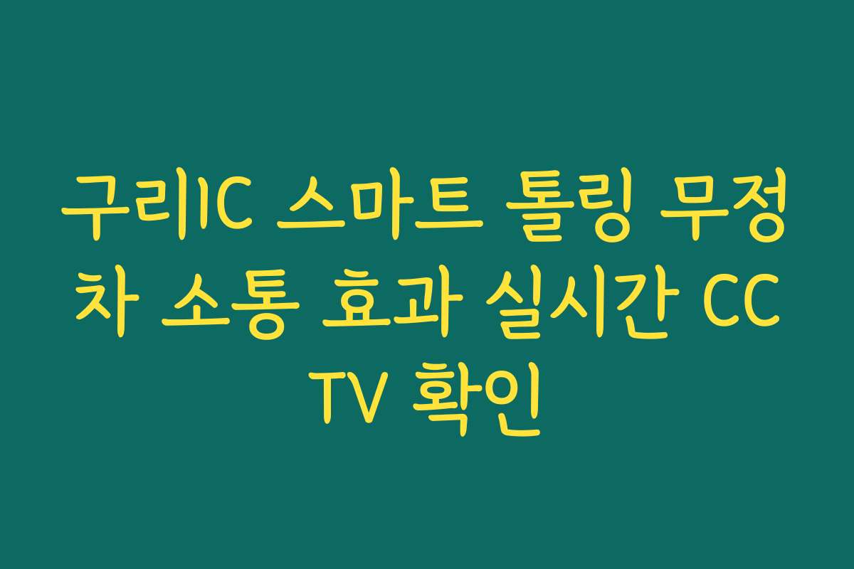 구리IC 스마트 톨링 무정차 소통 효과 실시간 CCTV 확인