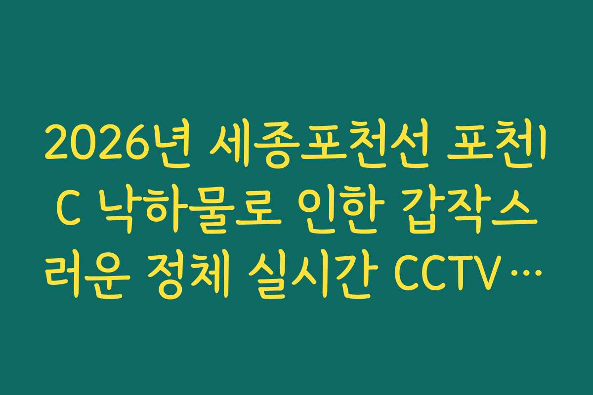 2026년 세종포천선 포천IC 낙하물로 인한 갑작스러운 정체 실시간 CCTV 확인
