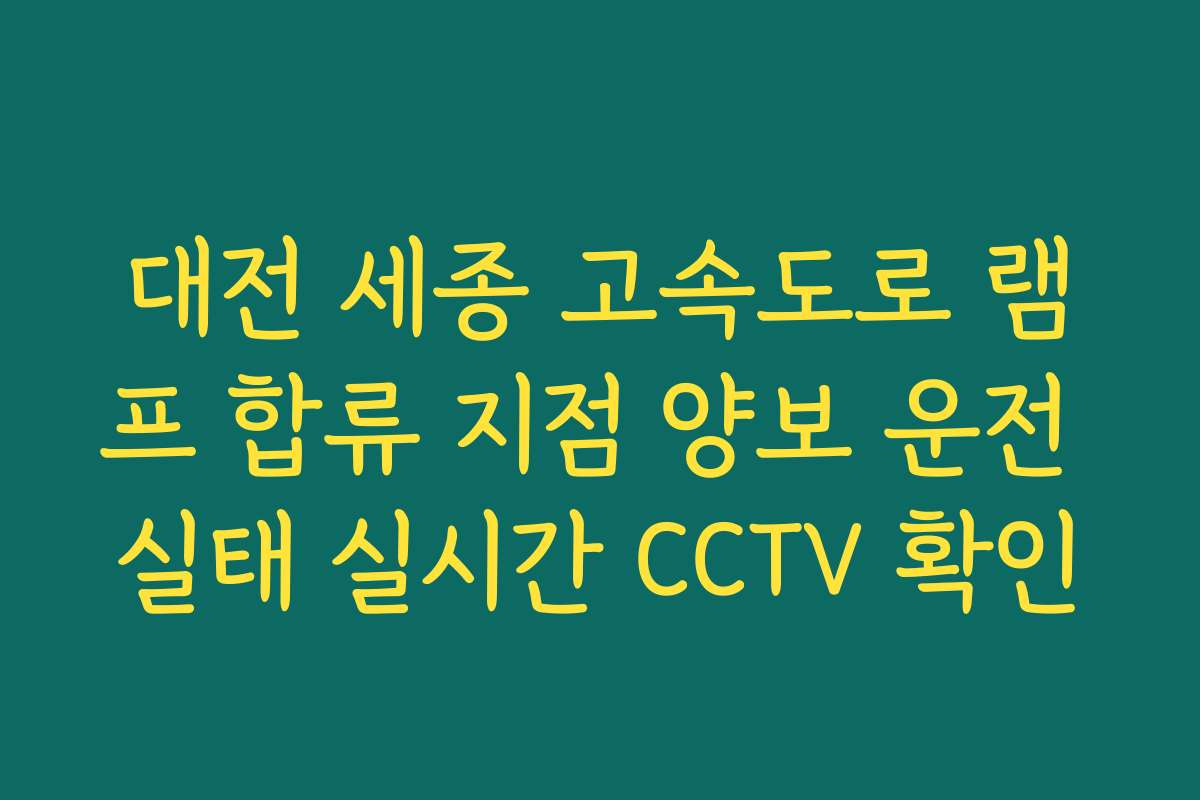 대전 세종 고속도로 램프 합류 지점 양보 운전 실태 실시간 CCTV 확인
