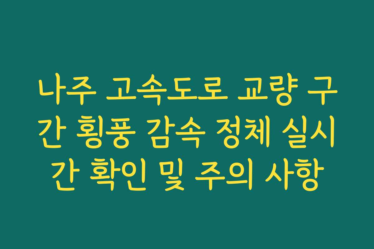 나주 고속도로 교량 구간 횡풍 감속 정체 실시간 확인 및 주의 사항
