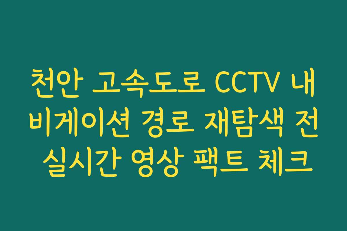 천안 고속도로 CCTV 내비게이션 경로 재탐색 전 실시간 영상 팩트 체크