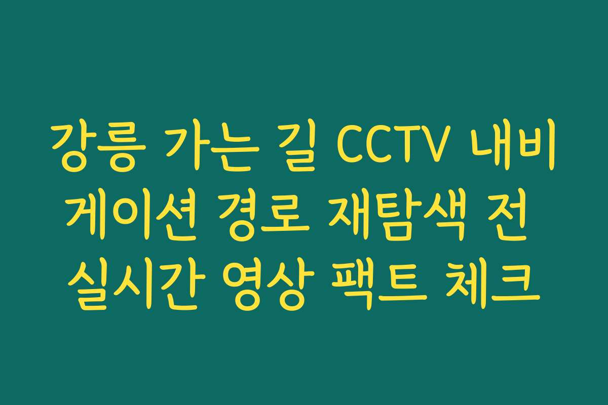 강릉 가는 길 CCTV 내비게이션 경로 재탐색 전 실시간 영상 팩트 체크