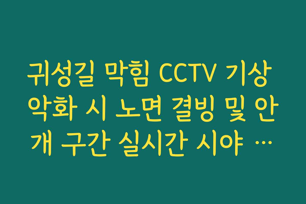 귀성길 막힘 CCTV 기상 악화 시 노면 결빙 및 안개 구간 실시간 시야 확인