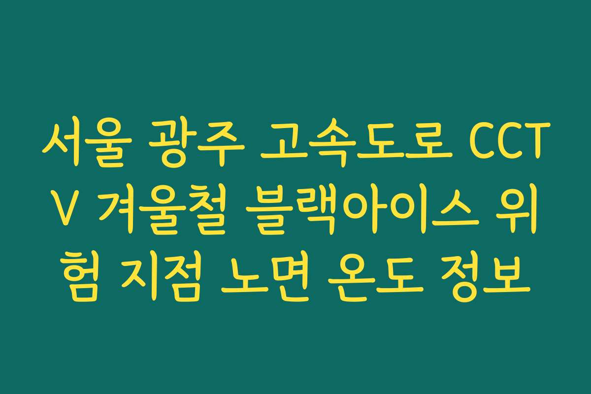 서울 광주 고속도로 CCTV 겨울철 블랙아이스 위험 지점 노면 온도 정보