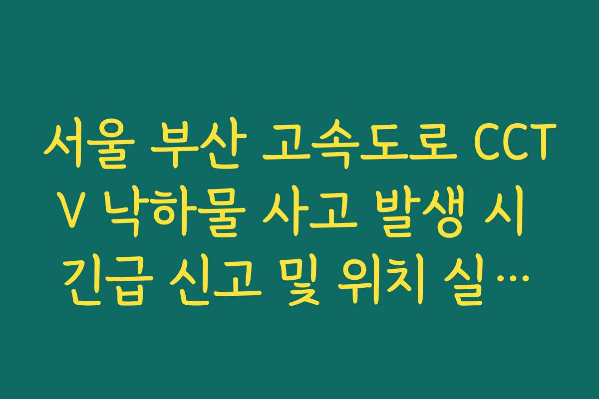 서울 부산 고속도로 CCTV 낙하물 사고 발생 시 긴급 신고 및 위치 실시간 파악