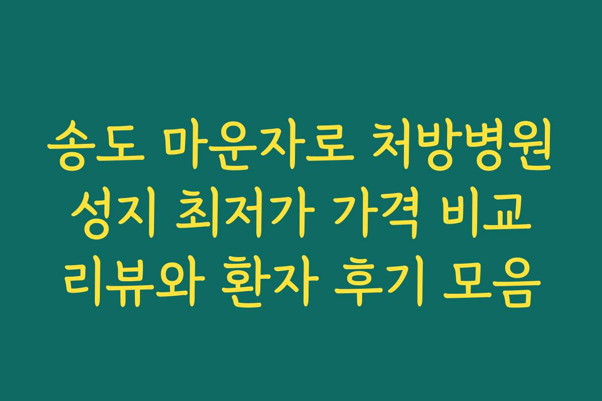 송도 마운자로 처방병원 성지 최저가 가격 비교 리뷰와 환자 후기 모음