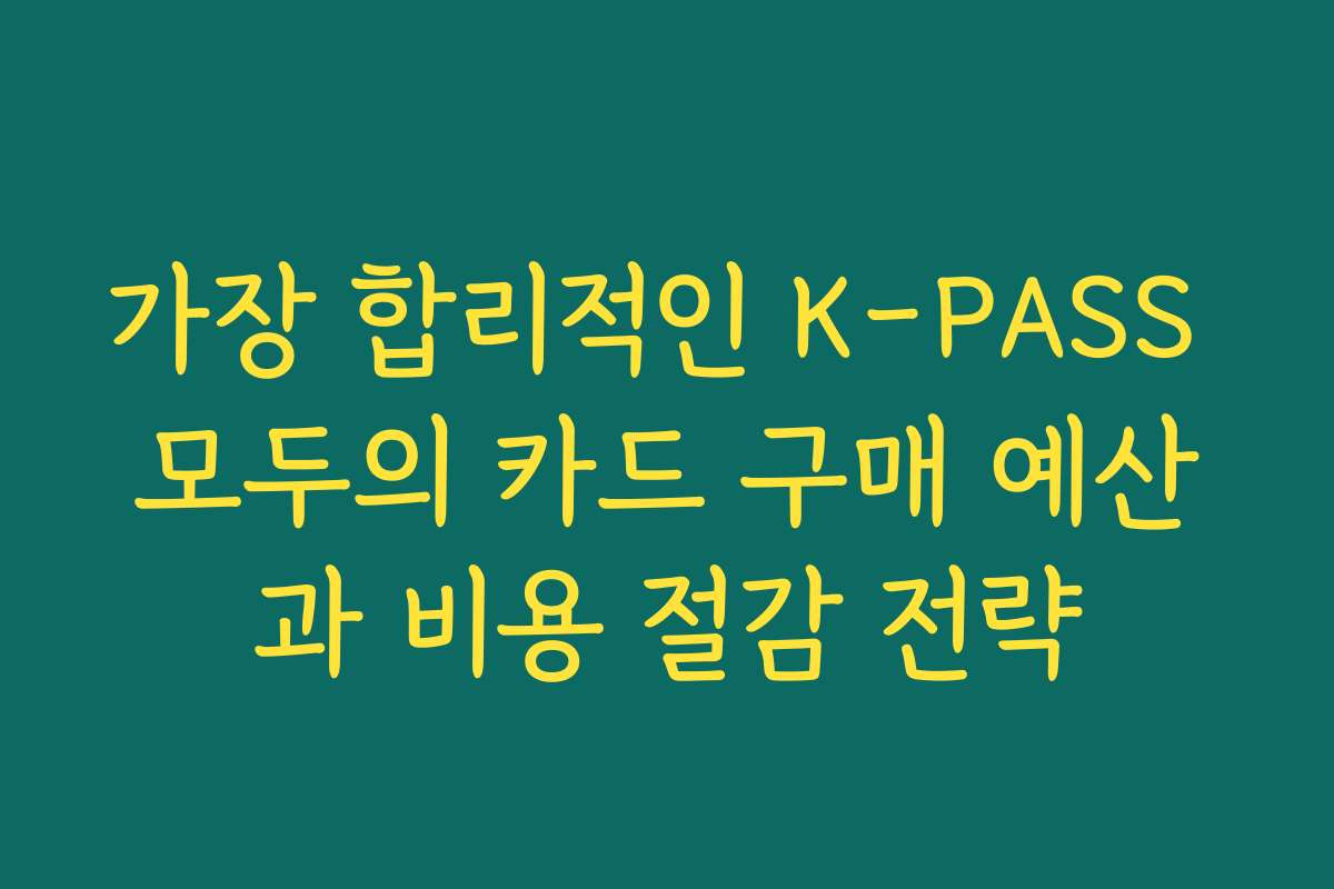 가장 합리적인 K-PASS 모두의 카드 구매 예산과 비용 절감 전략