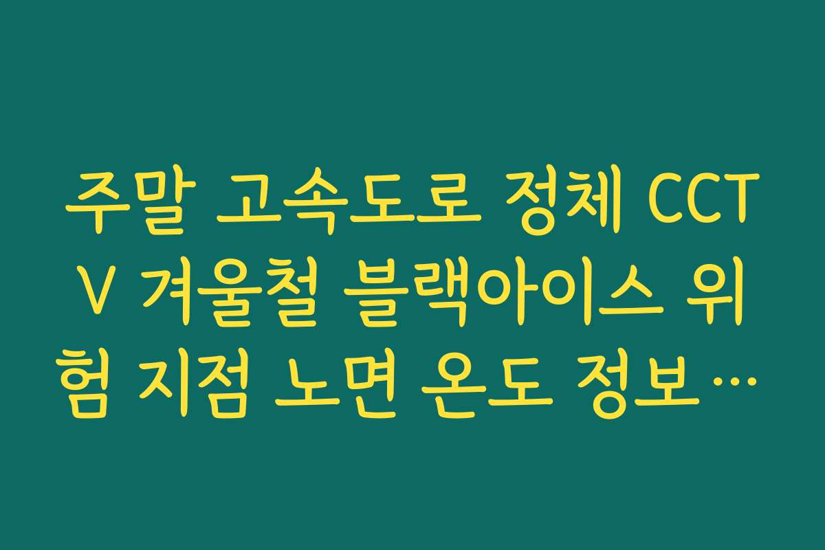 주말 고속도로 정체 CCTV 겨울철 블랙아이스 위험 지점 노면 온도 정보 확인