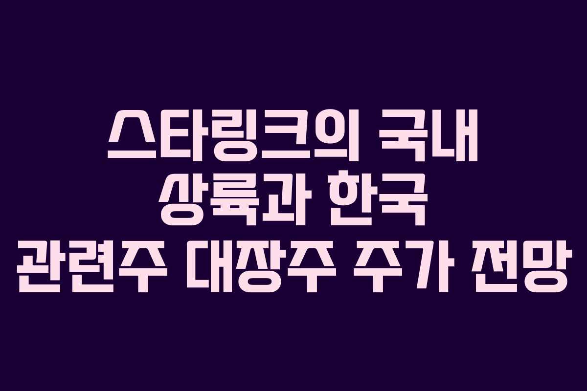 스타링크의 국내 상륙과 한국 관련주 대장주 주가 전망