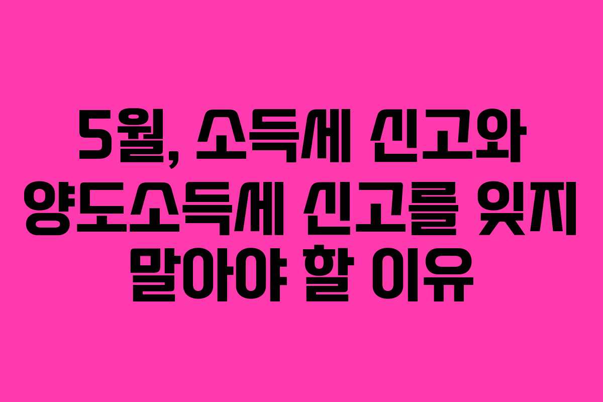 5월, 소득세 신고와 양도소득세 신고를 잊지 말아야 할 이유