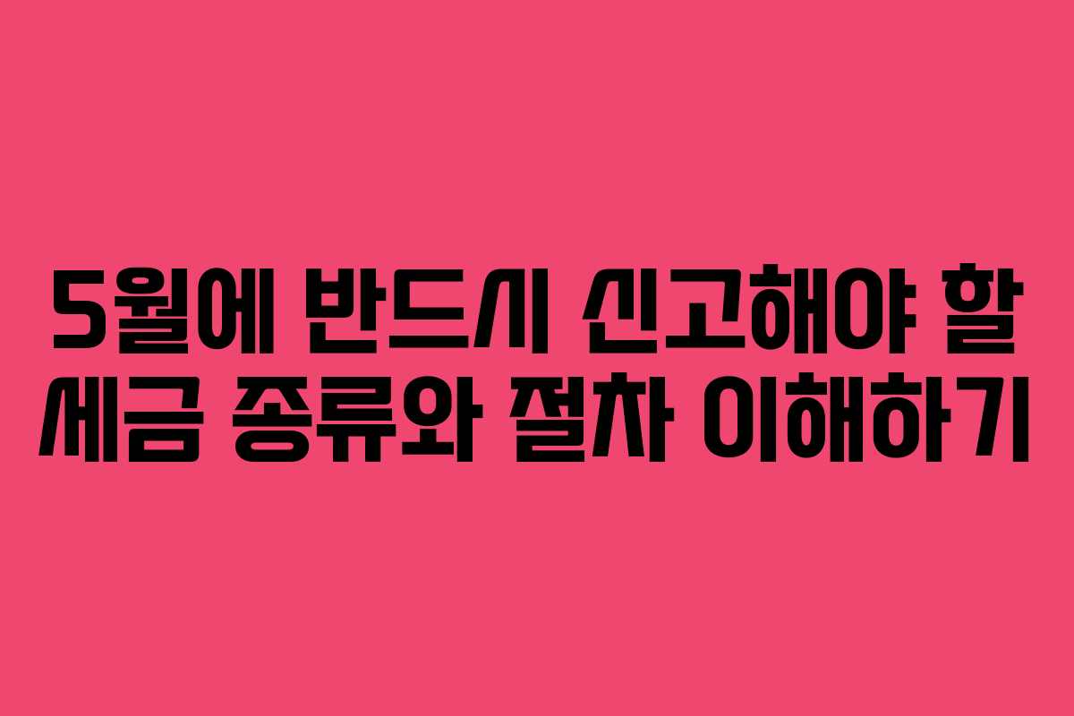 5월에 반드시 신고해야 할 세금 종류와 절차 이해하기