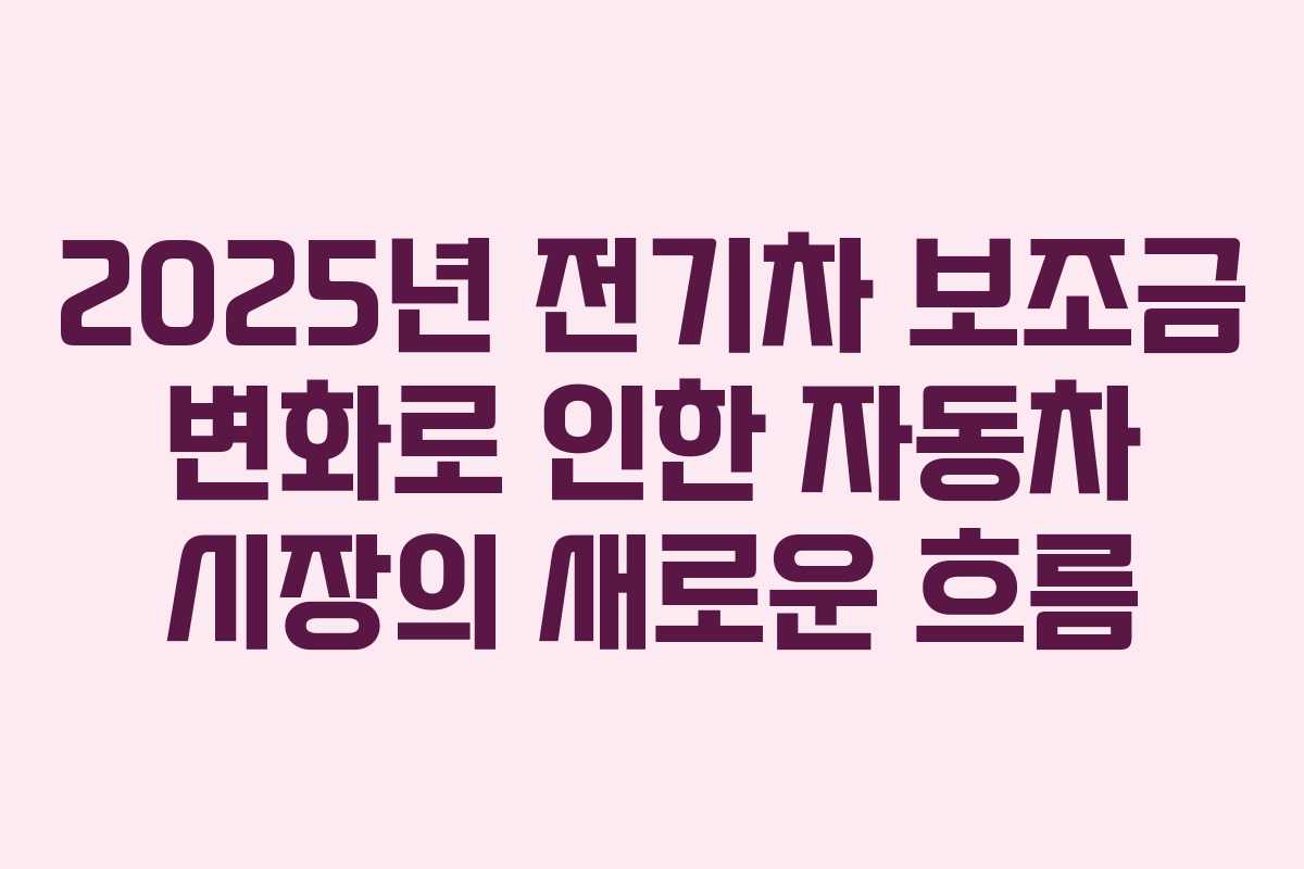 2025년 전기차 보조금 변화로 인한 자동차 시장의 새로운 흐름