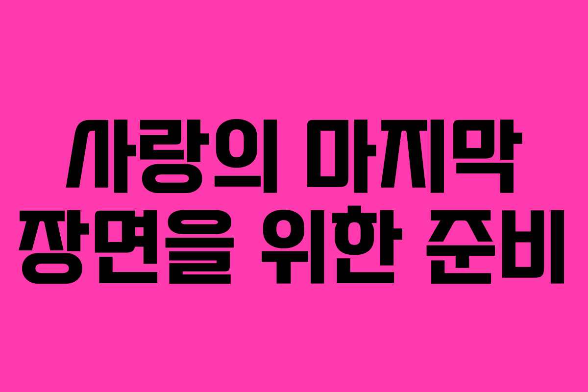 사랑의 마지막 장면을 위한 준비