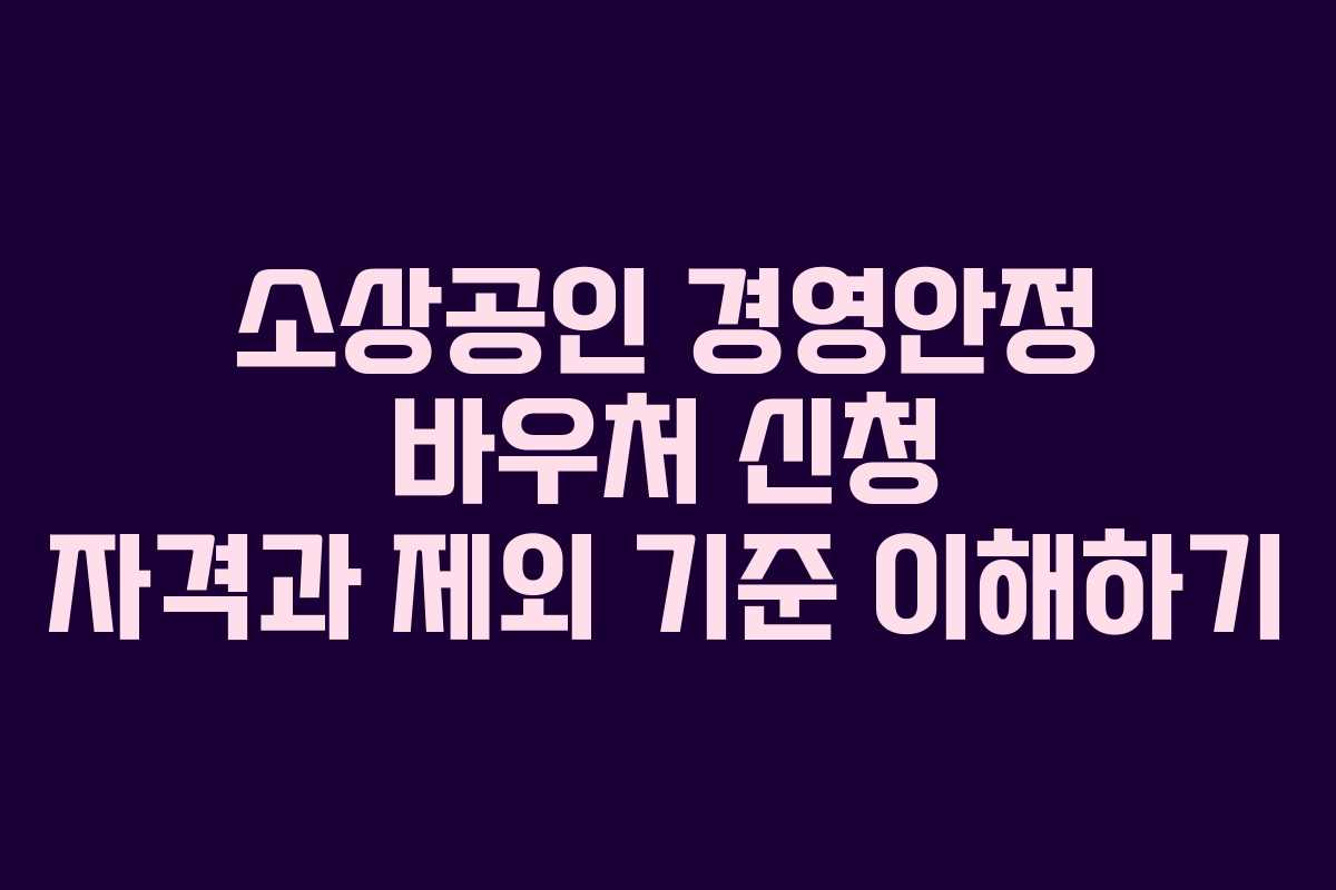 소상공인 경영안정 바우처 신청 자격과 제외 기준 이해하기