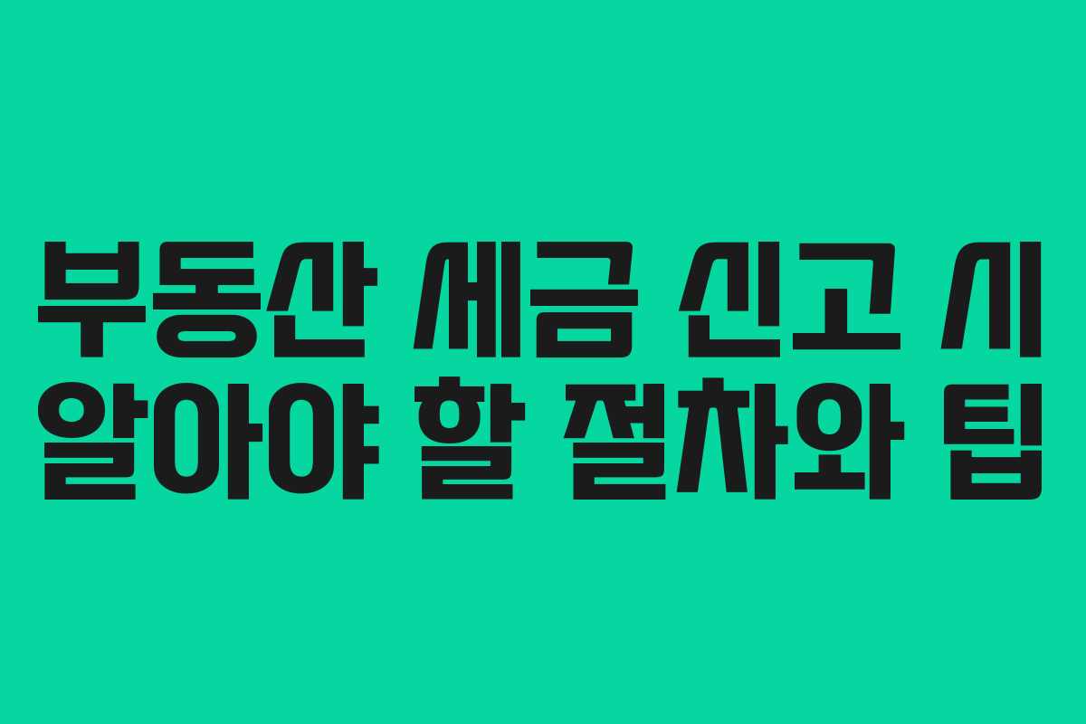 부동산 세금 신고 시 알아야 할 절차와 팁