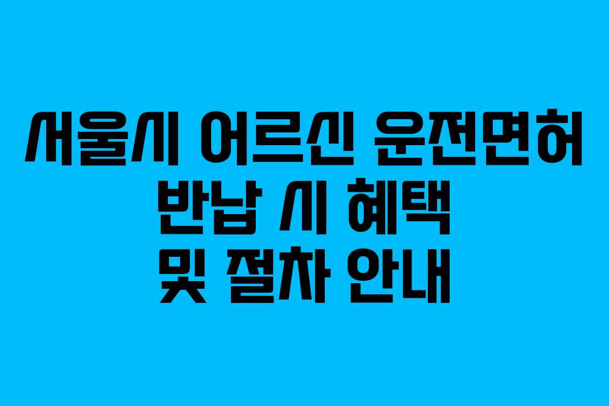 서울시 어르신 운전면허 반납 시 혜택 및 절차 안내
