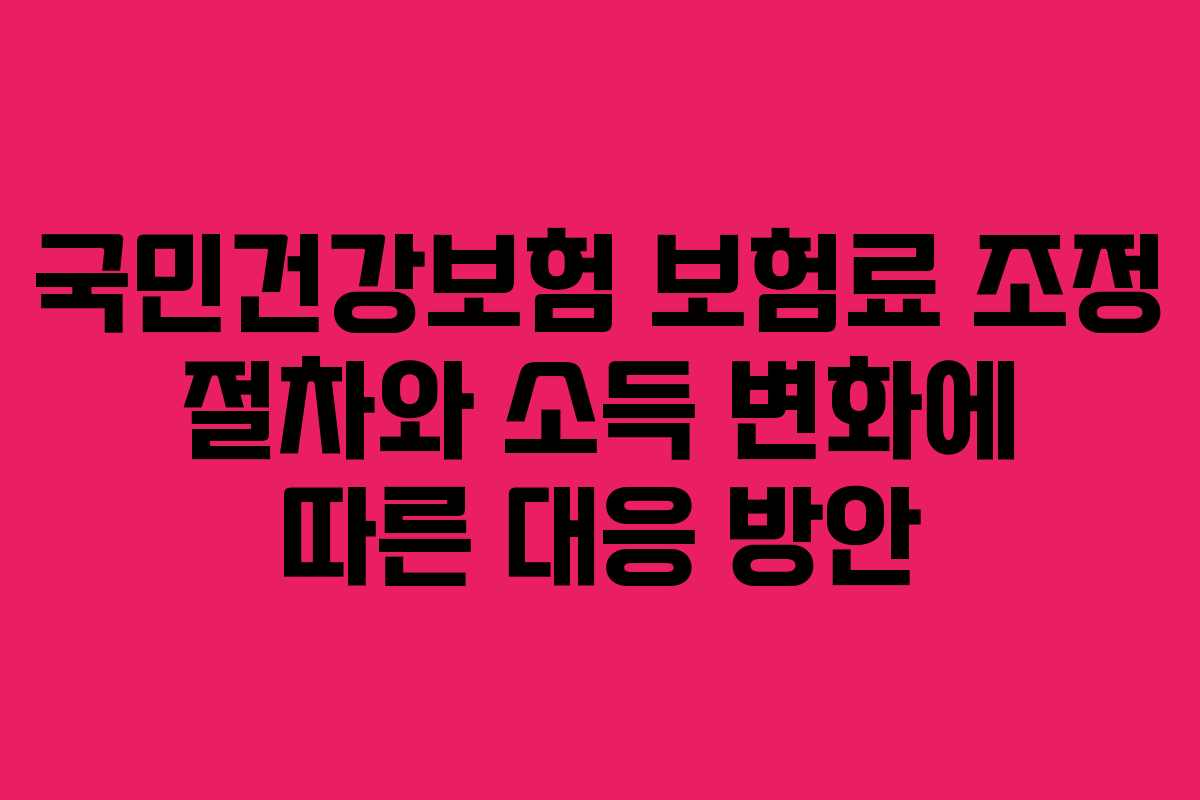 국민건강보험 보험료 조정 절차와 소득 변화에 따른 대응 방안