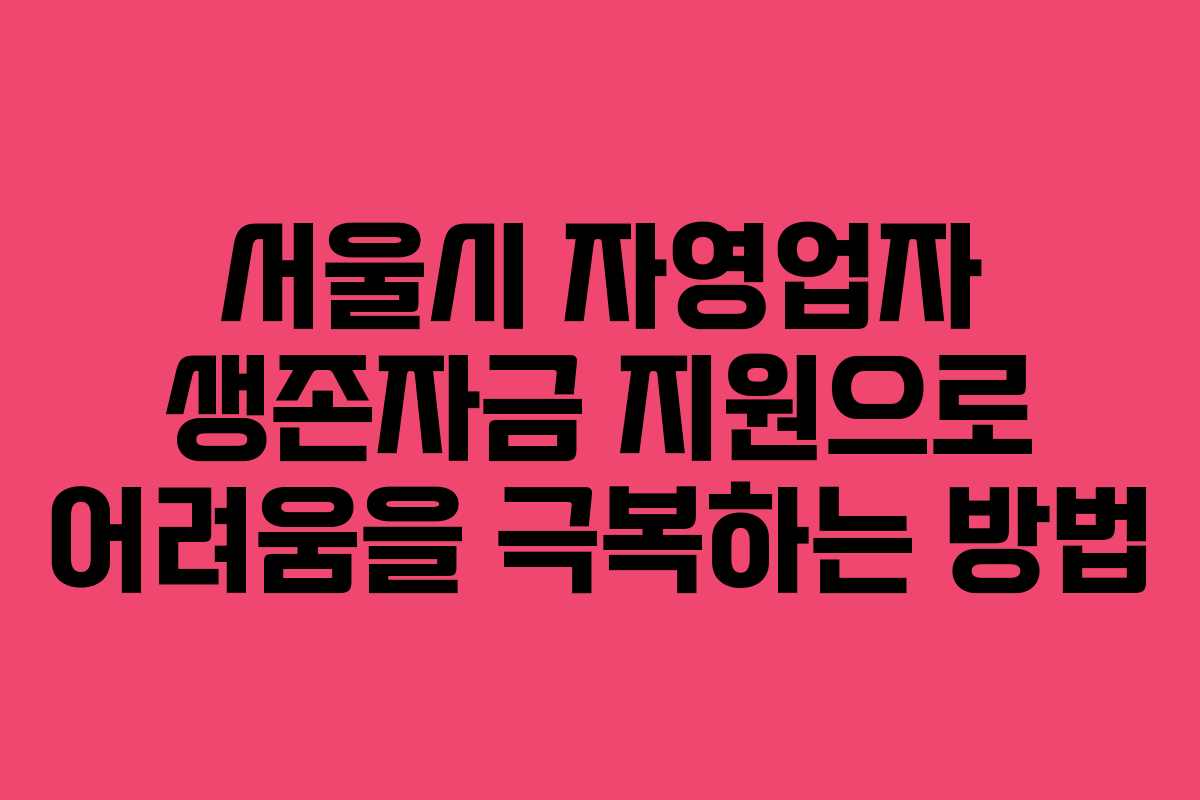 서울시 자영업자 생존자금 지원으로 어려움을 극복하는 방법