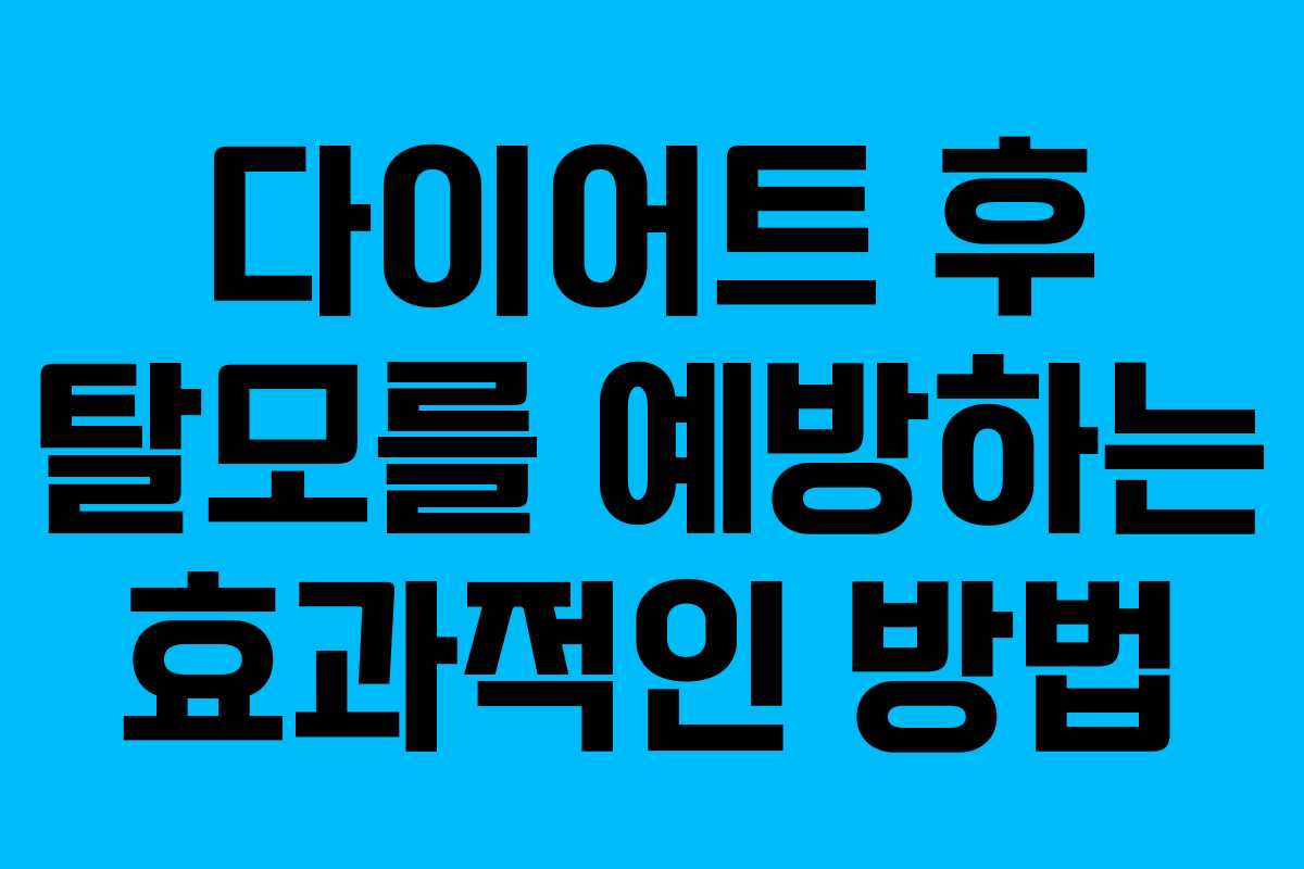 다이어트 후 탈모를 예방하는 효과적인 방법