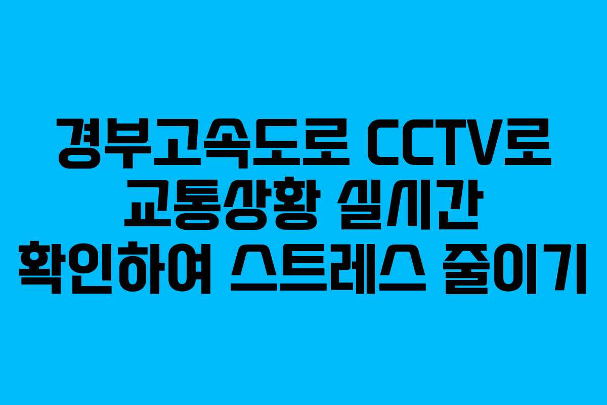 경부고속도로 CCTV로 교통상황 실시간 확인하여 스트레스 줄이기