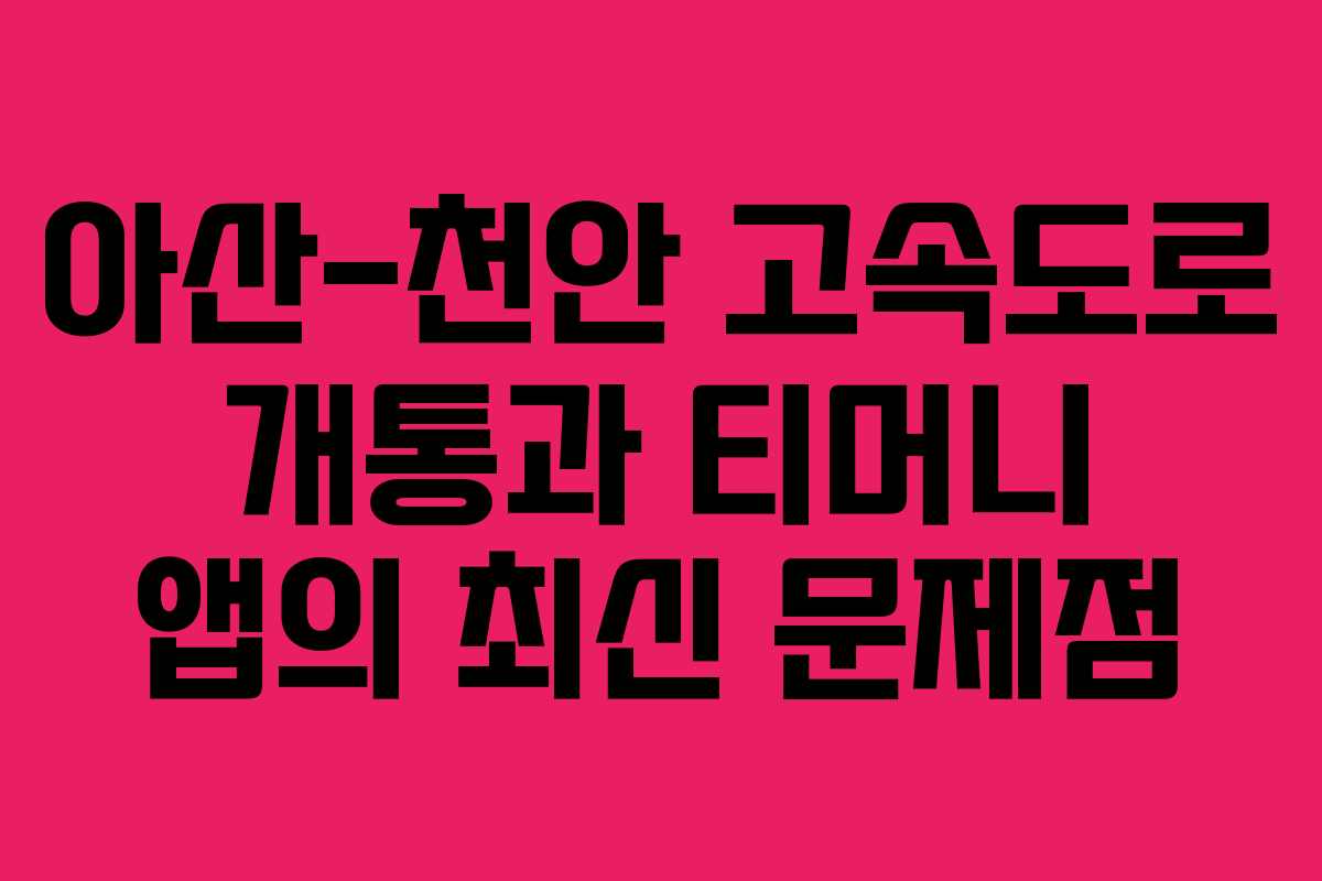 아산-천안 고속도로 개통과 티머니 앱의 최신 문제점