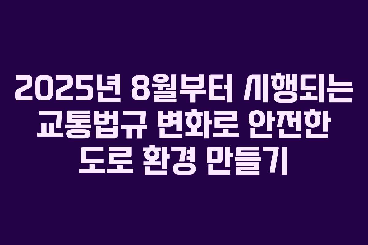 2025년 8월부터 시행되는 교통법규 변화로 안전한 도로 환경 만들기
