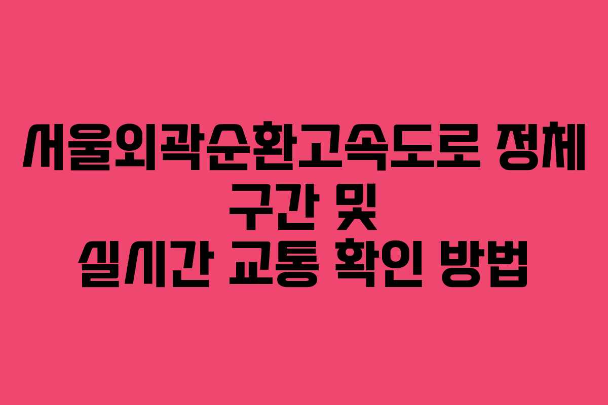 서울외곽순환고속도로 정체 구간 및 실시간 교통 확인 방법