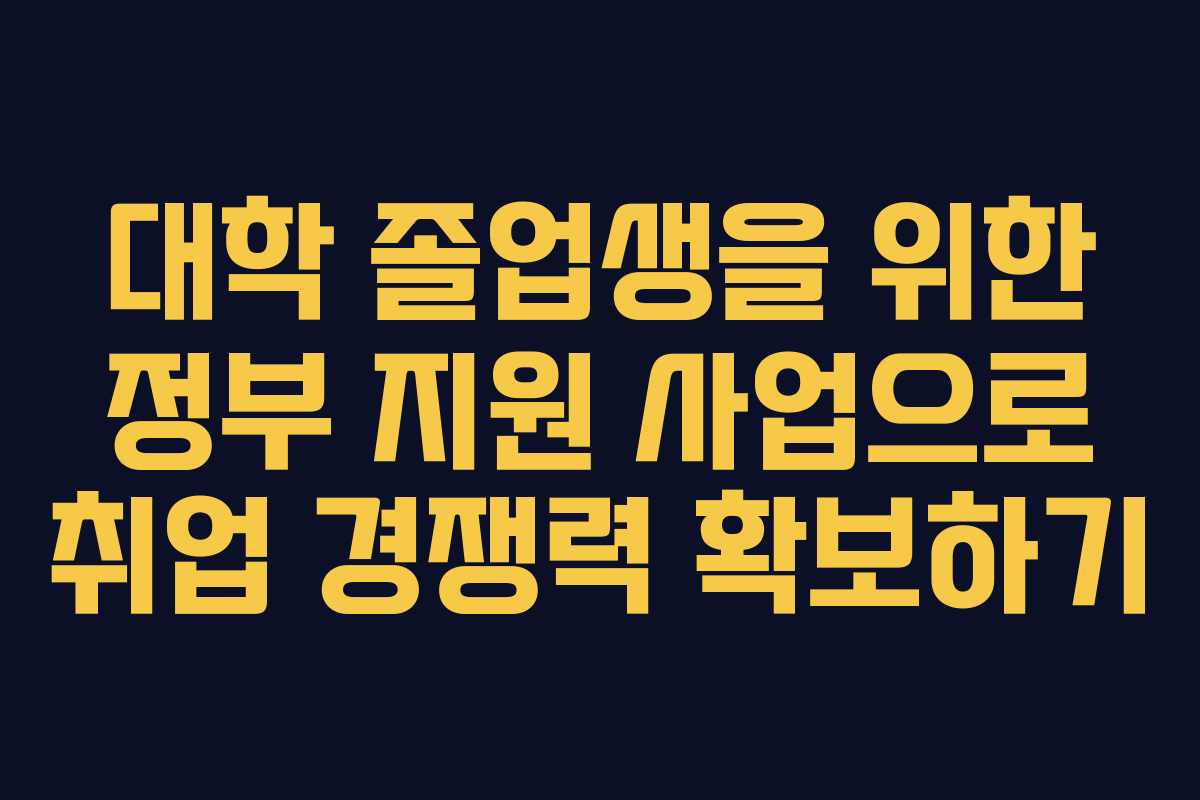 대학 졸업생을 위한 정부 지원 사업으로 취업 경쟁력 확보하기