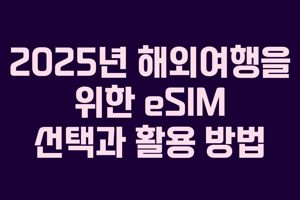 2025년 해외여행을 위한 eSIM 선택과 활용 방법