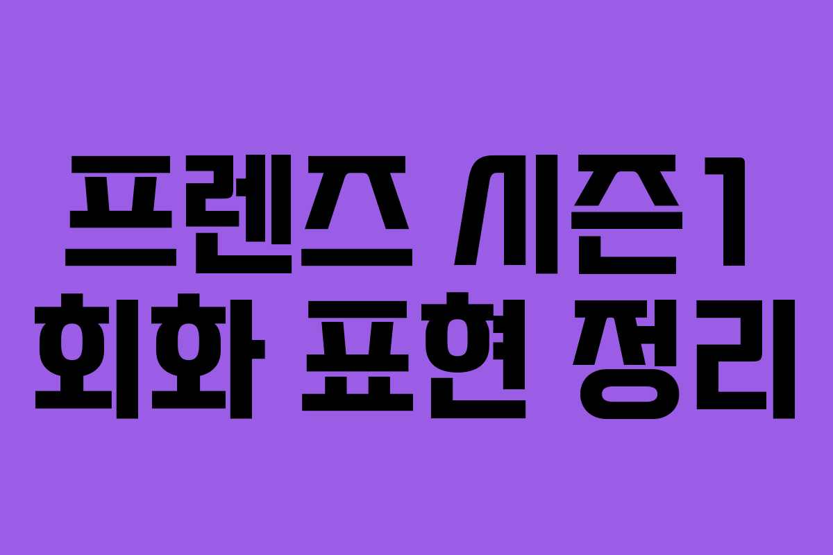 프렌즈 시즌1 회화 표현 정리