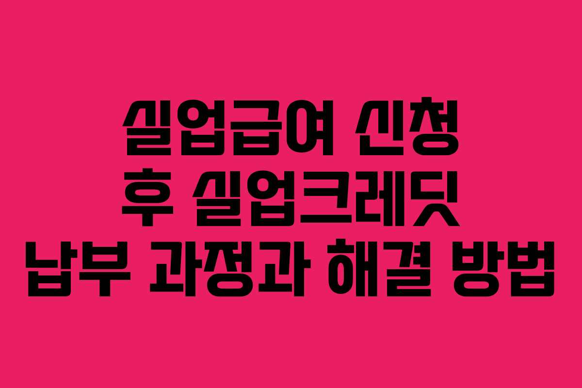 실업급여 신청 후 실업크레딧 납부 과정과 해결 방법