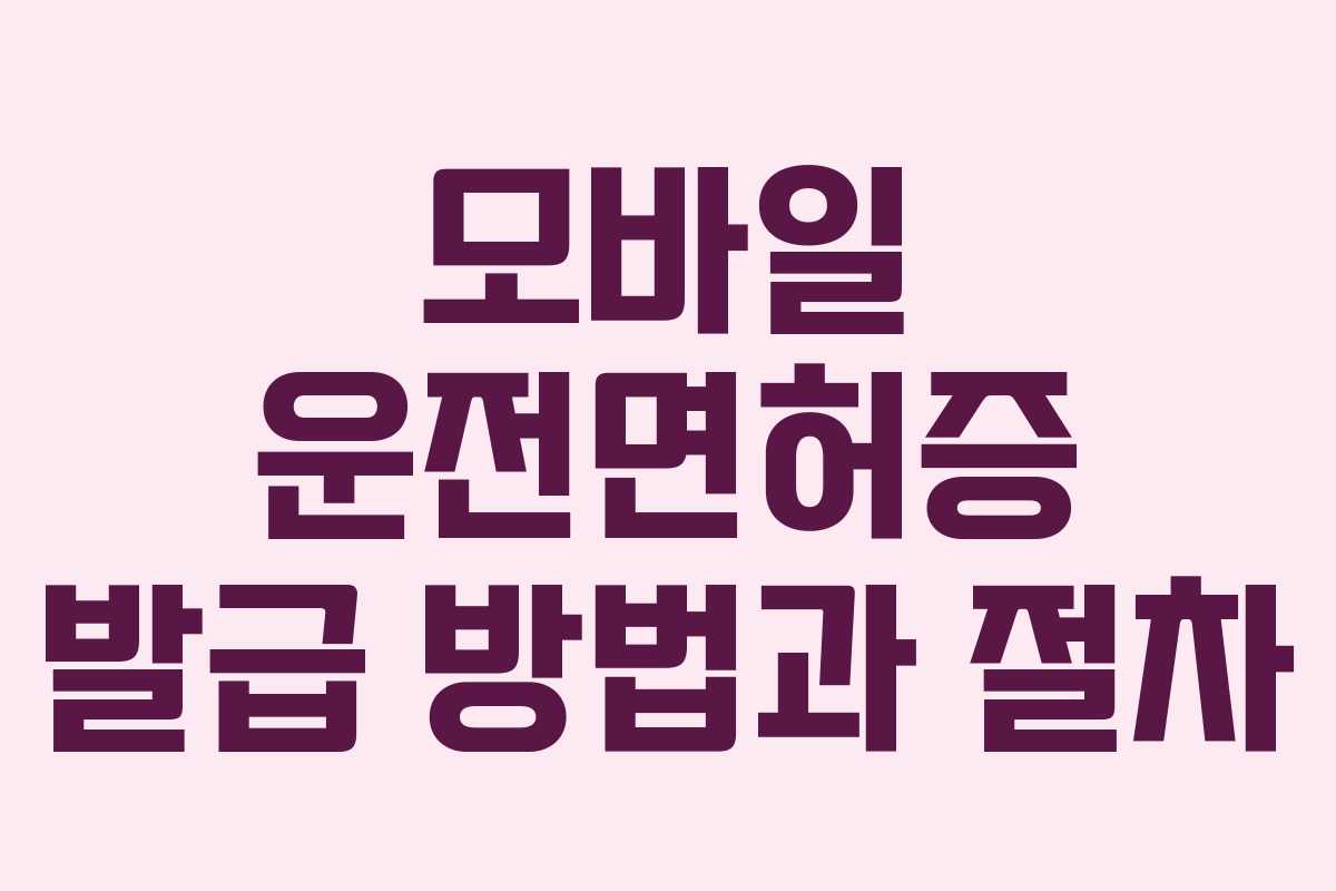 모바일 운전면허증 발급 방법과 절차