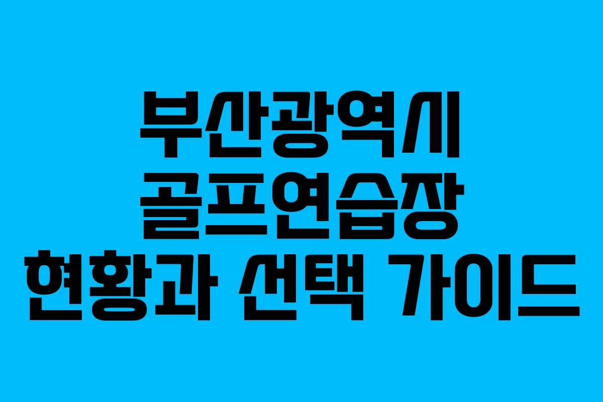 부산광역시 골프연습장 현황과 선택 가이드