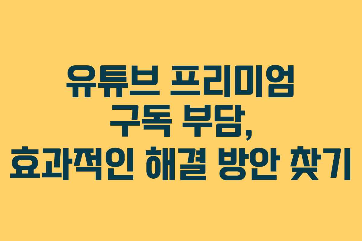 유튜브 프리미엄 구독 부담, 효과적인 해결 방안 찾기