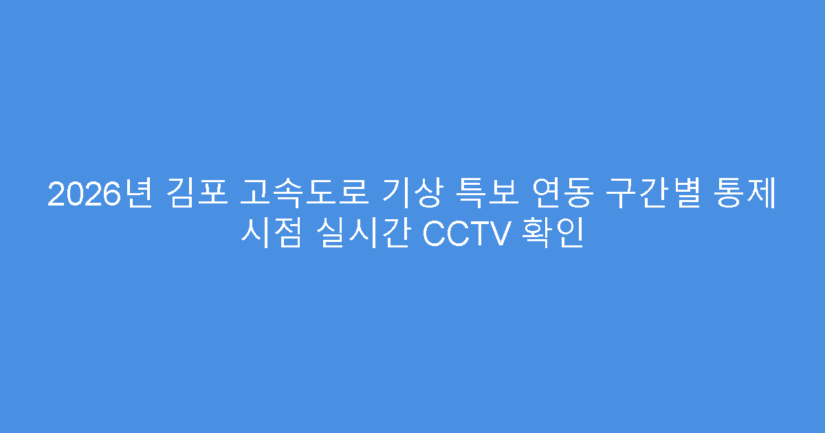 2026년 김포 고속도로 기상 특보 연동 구간별 통제 시점 실시간 CCTV 확인