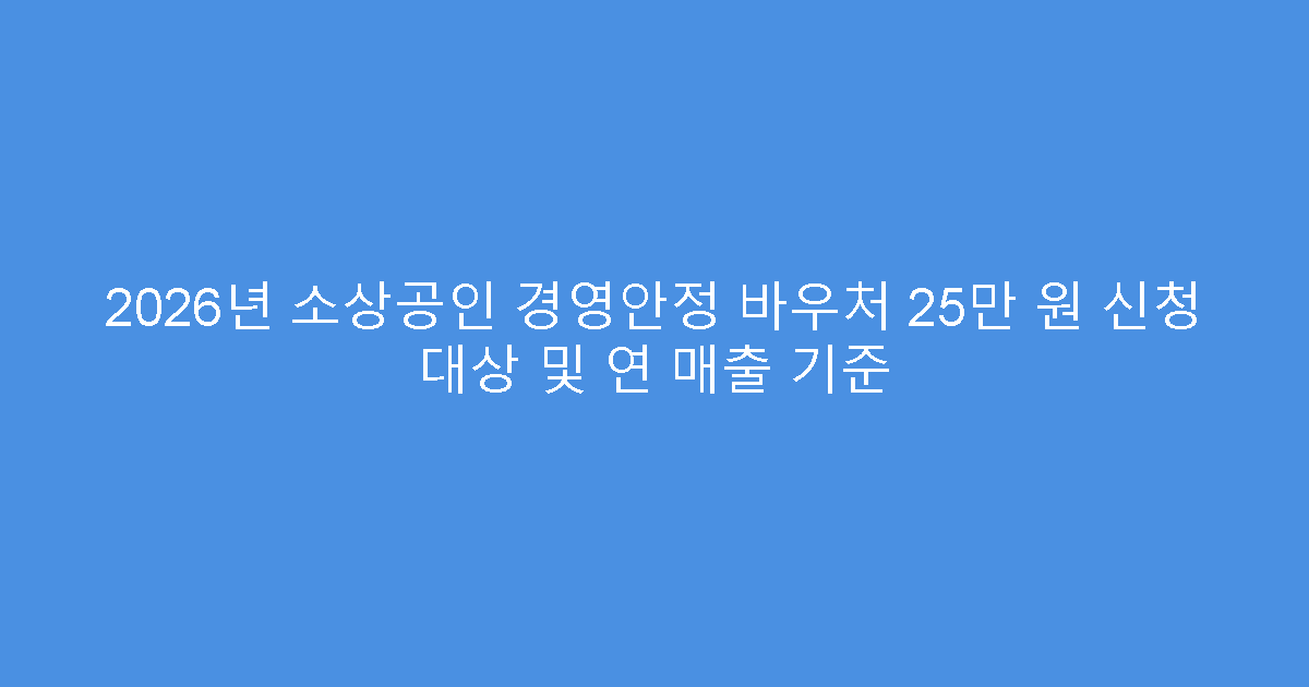 2026년 소상공인 경영안정 바우처 25만 원 신청 대상 및 연 매출 기준