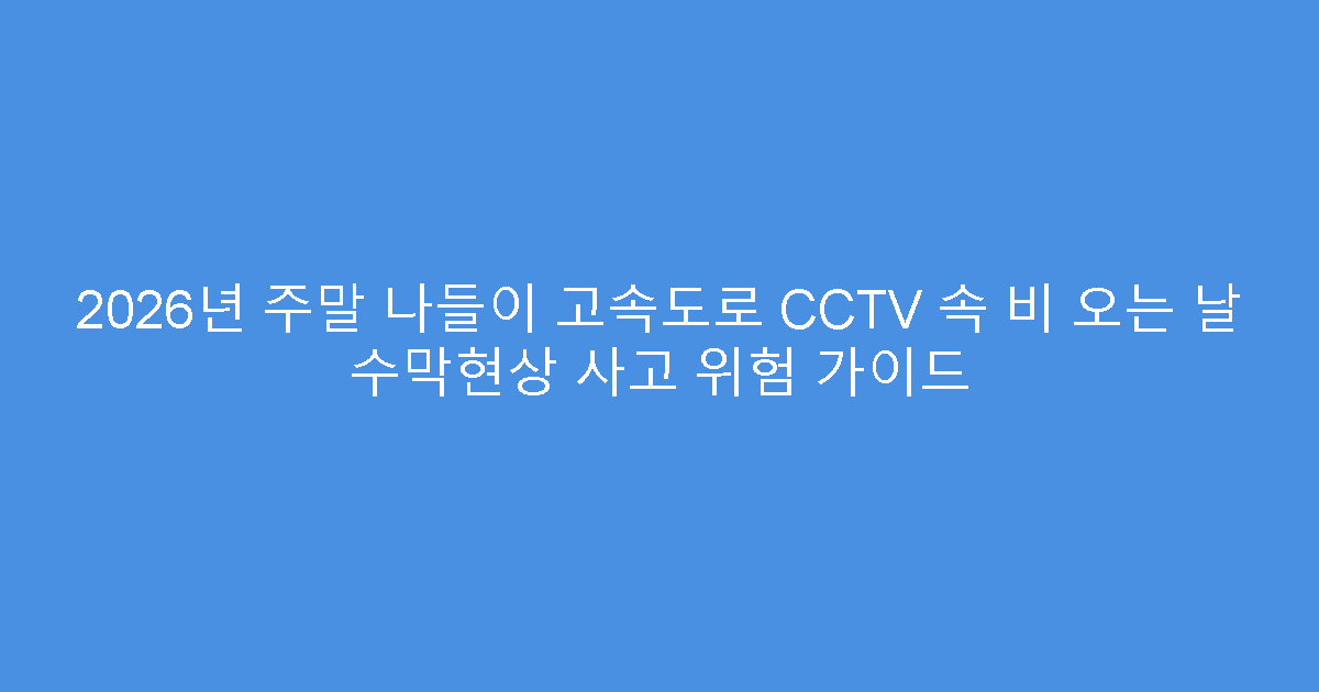 2026년 주말 나들이 고속도로 CCTV 속 비 오는 날 수막현상 사고 위험 가이드