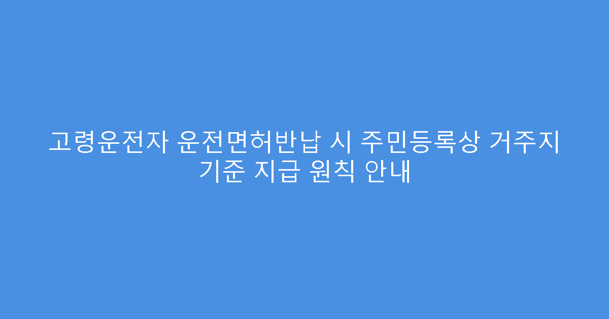 고령운전자 운전면허반납 시 주민등록상 거주지 기준 지급 원칙 안내