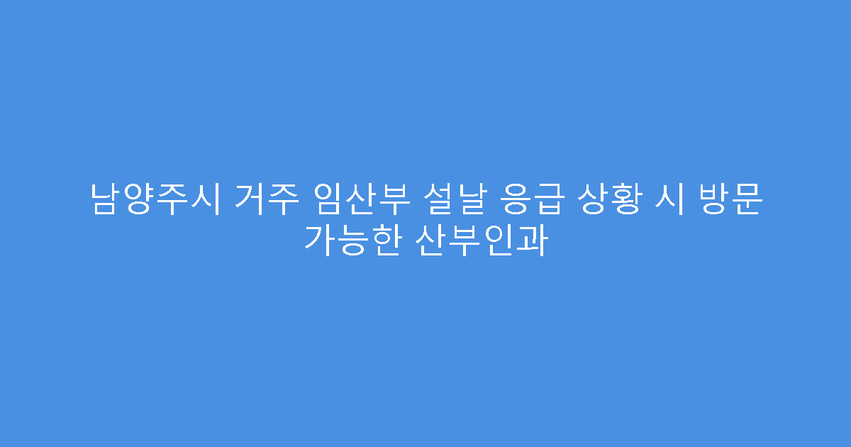 남양주시 거주 임산부 설날 응급 상황 시 방문 가능한 산부인과