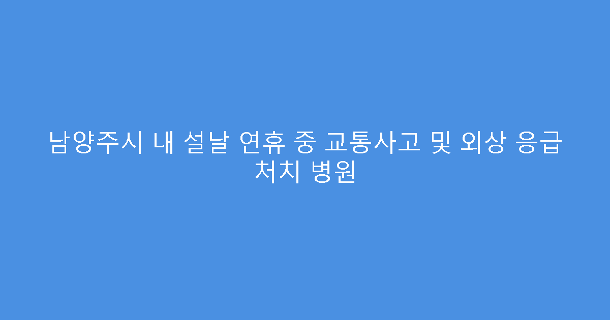 남양주시 내 설날 연휴 중 교통사고 및 외상 응급 처치 병원