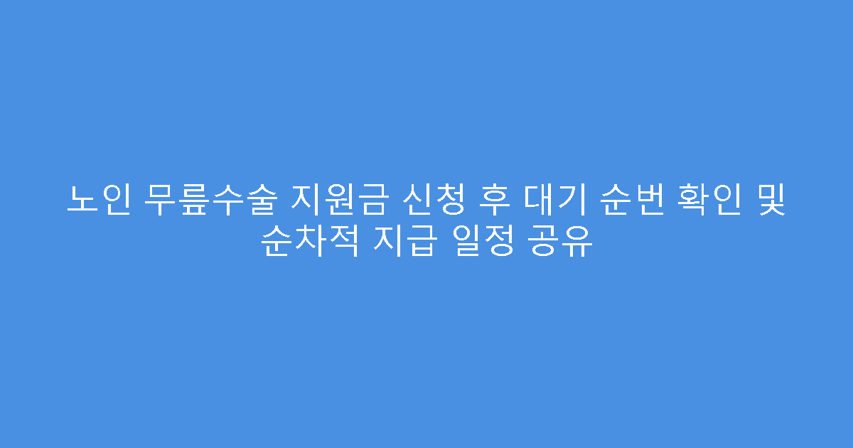 노인 무릎수술 지원금 신청 후 대기 순번 확인 및 순차적 지급 일정 공유