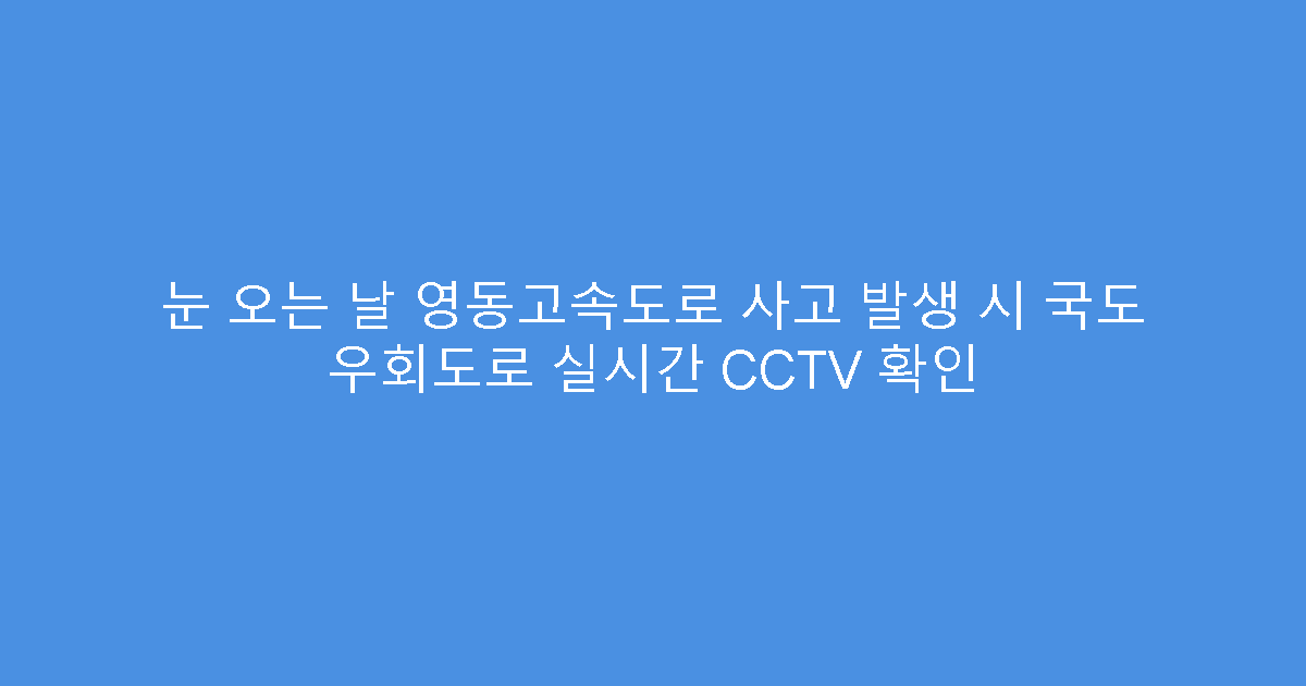 눈 오는 날 영동고속도로 사고 발생 시 국도 우회도로 실시간 CCTV 확인
