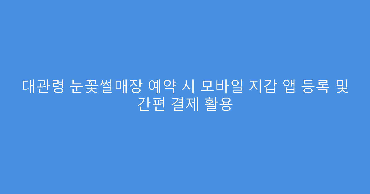 대관령 눈꽃썰매장 예약 시 모바일 지갑 앱 등록 및 간편 결제 활용