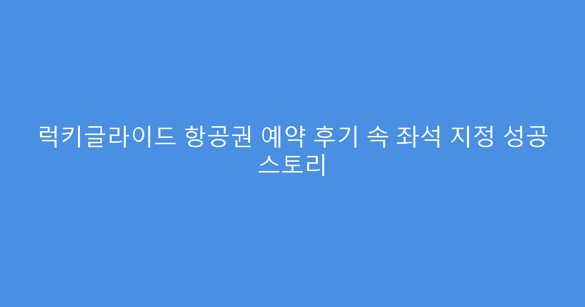 럭키글라이드 항공권 예약 후기 속 좌석 지정 성공 스토리