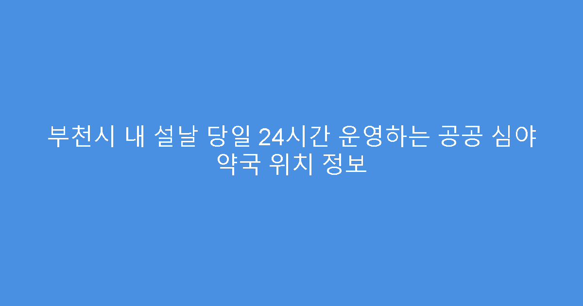 부천시 내 설날 당일 24시간 운영하는 공공 심야 약국 위치 정보