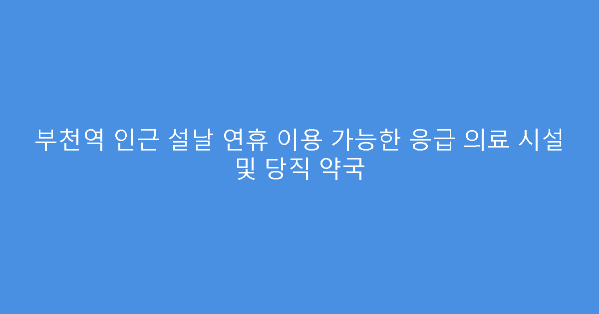 부천역 인근 설날 연휴 이용 가능한 응급 의료 시설 및 당직 약국