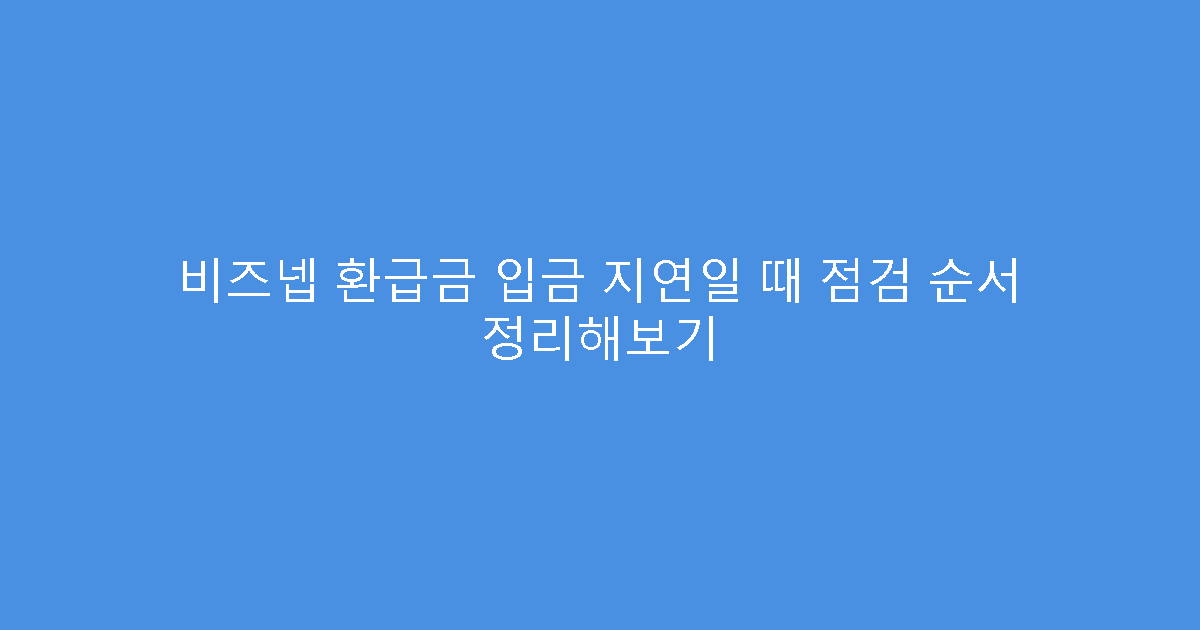 비즈넵 환급금 입금 지연일 때 점검 순서 정리해보기