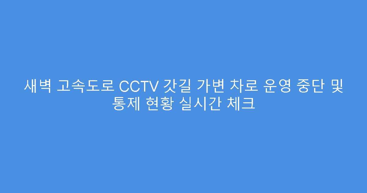 새벽 고속도로 CCTV 갓길 가변 차로 운영 중단 및 통제 현황 실시간 체크
